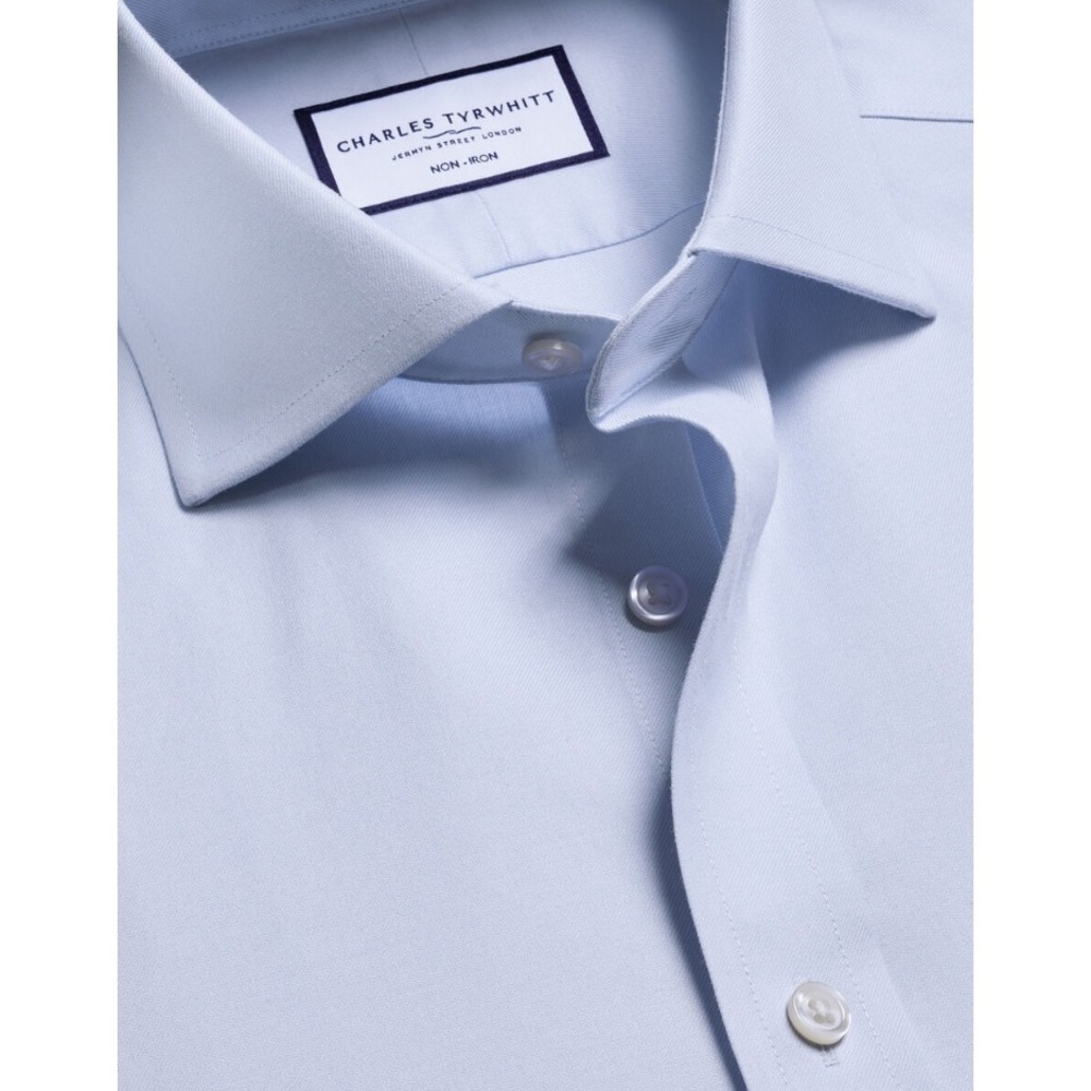 Charles Tyrwhitt Light Blue Non-Iron Twill Slim Fit Shirt 15.5/34 NWT